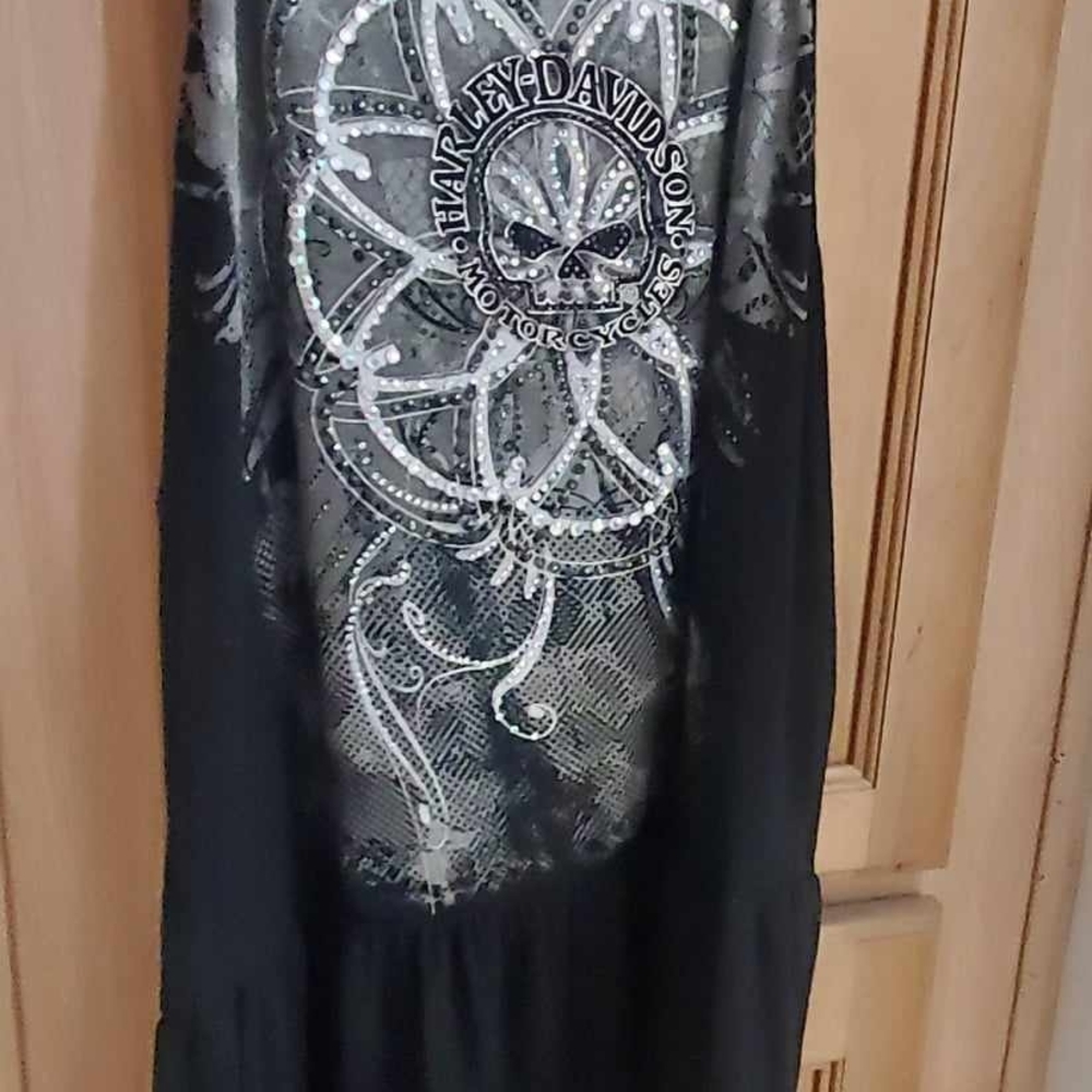 Harley-Davidson Black and Gray Rhinestone Skull Tank Top - Picture 4 of 7